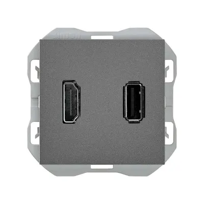 Механизм разъёма HDMI + USB-A 2.0, 2М, S270, титан