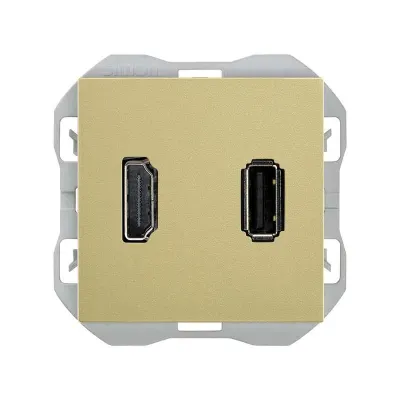 Механизм разъёма HDMI + USB-A 2.0, 2М, S270, бронза