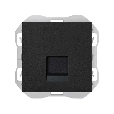 Механизм розетки 1хRJ45 кат.6, 2М, со шторкой, S270, чёрный матовый