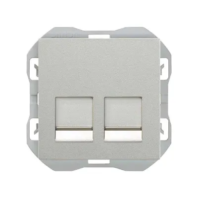 Механизм розетки 2хRJ45 кат.6, 2М, со шторками, S270, алюминий