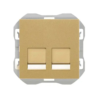 Механизм розетки 2хRJ45 кат.6, 2М, со шторками, S270, золото