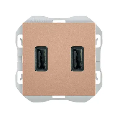 Механизм USB зарядного устр-ва, 2М, 2хUSB-A (3.1А/5В), S270, медь
