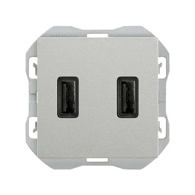 Механизм USB зарядного устр-ва, 2М, 2хUSB-A (3.1А/5В), S270, алюминий