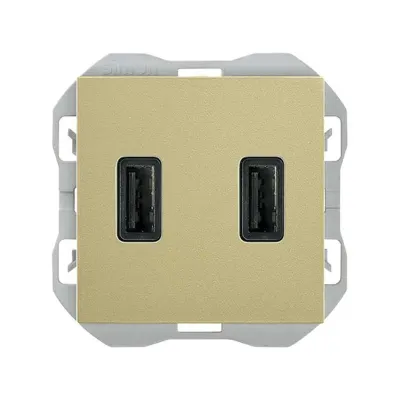 Механизм USB зарядного устр-ва, 2М, 2хUSB-A (3.1А/5В), S270, бронза