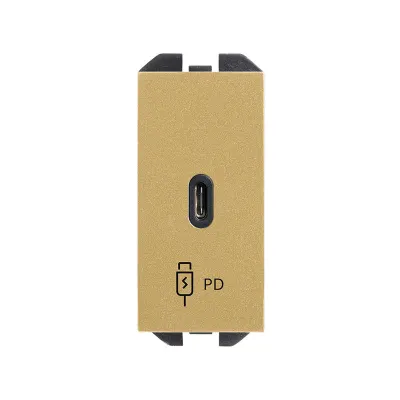 Механизм USB зарядного устр-ва, 1М, USB-C, PD, S270, золото