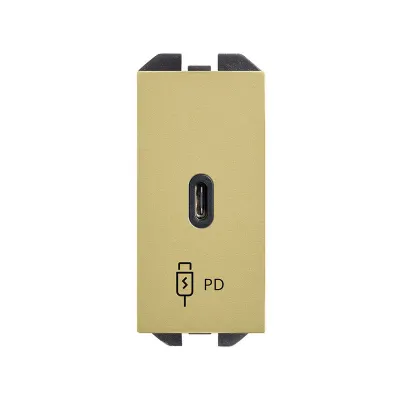Механизм USB зарядного устр-ва, 1М, USB-C, PD, S270, бронза