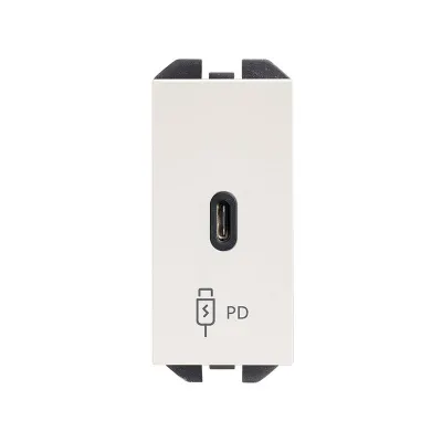 Механизм USB зарядного устр-ва, 1М, USB-C, PD, S270, белый матовый