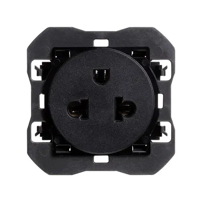 Механизм розетки Евро-американской CLEAN, 2P+Е, 16А/250В, винт.клеммы, S270, чёрный матовый