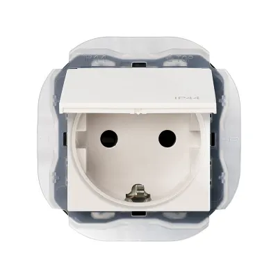 Механизм розетки IP44 SCHUKO ICON, 2P+E, 16А/250В, винт.клеммы, S270, белый