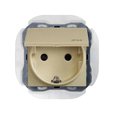 Механизм розетки IP44 SCHUKO ICON, 2P+E, 16А/250В, винт.клеммы, S270, шампань