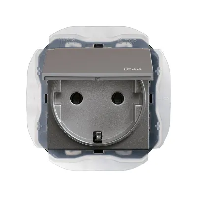 Механизм розетки IP44 SCHUKO ICON, 2P+E, 16А/250В, винт.клеммы, S270, титан