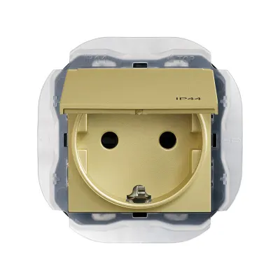 Механизм розетки IP44 SCHUKO ICON, 2P+E, 16А/250В, винт.клеммы, S270, бронза