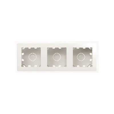 Коробка подъёмная для открытого монтажа, компактная, 3-постовая, с рамкой, S270, белый
