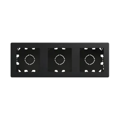 Коробка подъёмная для открытого монтажа, компактная, 3-постовая, с рамкой, S270, чёрный матовый