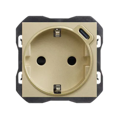 Механизм розетки SCHUKO + USB-C з/у, 2P+E, 16А/250В (2.1А/5В), S270, шампань