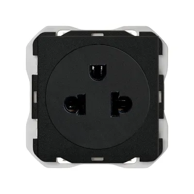 Механизм розетки Евро-американской ICON, 2P+Е, 16А/250В, винт.клеммы, S270, чёрный матовый