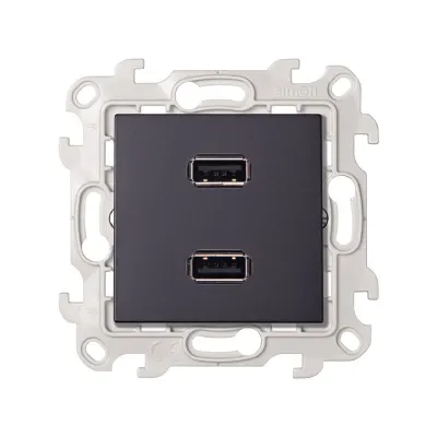 Розетка 2xUSB 2.0 (передача данных), графит, S24