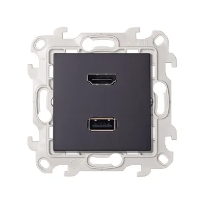 Розетка HDMI v1.4 + USB 2.0 (передача данных), графит, S24