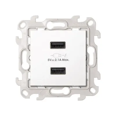 Зарядное устройство 2хUSB 10W, 230В~, белый, S24