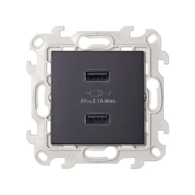 Зарядное устройство 2хUSB 10W, 230В~, графит, S24
