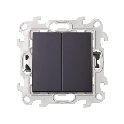 Двухклавишный выключатель, 10AX 250В~ P&Go, графит, S24