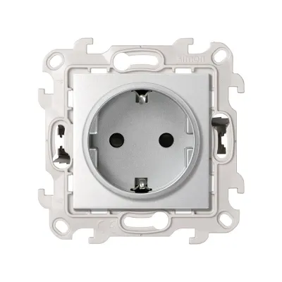 Розетка со шторками Schuko 2Р+Е, 16A 250В~ P&Go, алюминий, S24