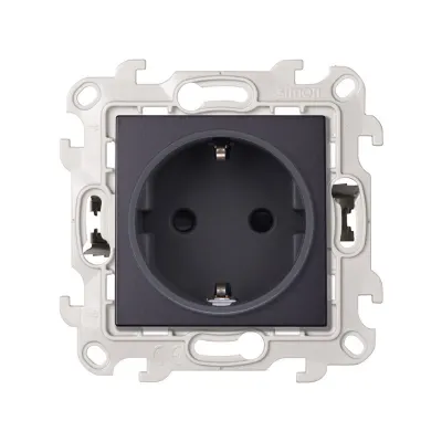 Розетка со шторками Schuko 2Р+Е, 16A 250В~ P&Go, графит, S24