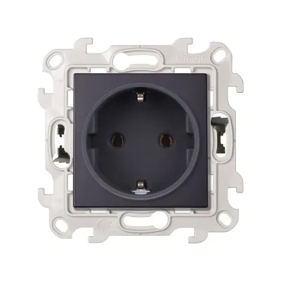 Розетка Schuko 2Р+Е, 16A 250В~ P&Go, графит, S24