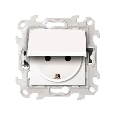 Розетка IP44 с крышкой и шторками Schuko 2Р+Е, 16A 250В~ P&Go, белый, S24