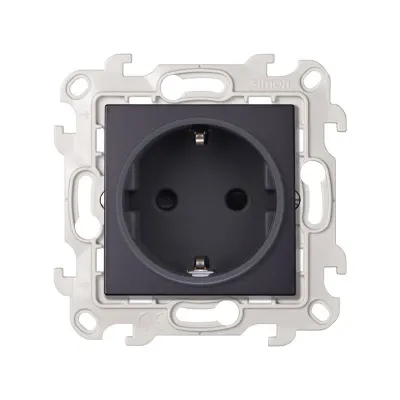 Розетка со шторками Schuko 2Р+Е, 16A 250В~, графит, S24