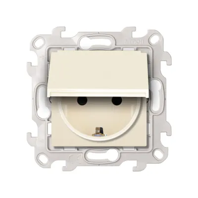 Розетка IP44 с крышкой и шторками Schuko 2Р+Е, 16A 250В~, сл.кость, S24