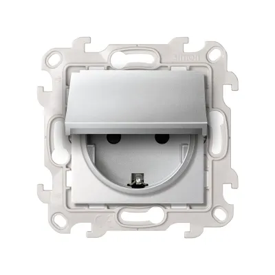 Розетка IP44 с крышкой и шторками Schuko 2Р+Е, 16A 250В~, алюминий, S24