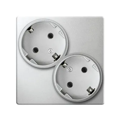 Розетка двойная Schuko 2х2Р+Е, 16A 250В~, алюминий, S24