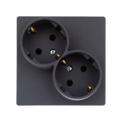 Розетка двойная Schuko 2х2Р+Е, 16A 250В~, графит, S24
