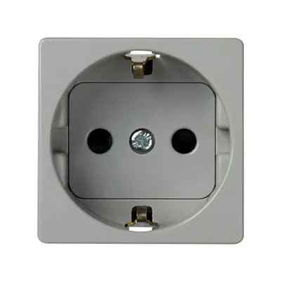 Розетка со шторками Schuko 2Р+Е, 16A 250В~ винт., серый, S27