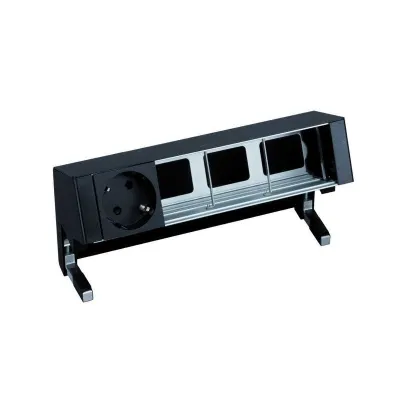 Настольный x4 розеточный блок, 1х2P+E, 3 пустых модуля, черный, S400