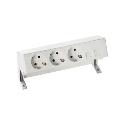 Настольный x4 розеточный блок, 3х2P+E, 2хRJ45, белый, S400
