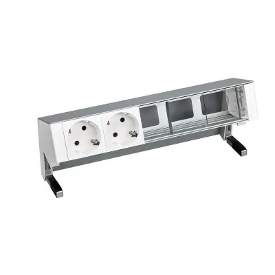 Настольный x5 розеточный блок, 2х2P+E, 3 пустых модуля, алюминий, S400