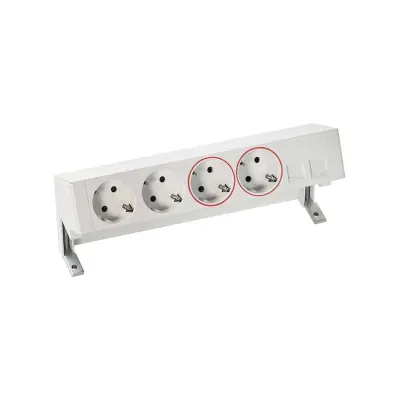 Настольный x5 розеточный блок, 2x2P+E, 2x2P+E UPS, 2хRJ45, белый, S400