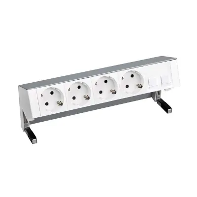 Настольный x5 розеточный блок, 4х2P+E, 2хRJ45, алюминий, S400