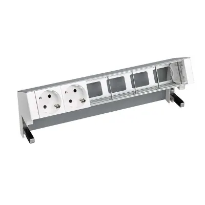 Настольный x6 розеточный блок, 2х2P+E, 4 пустых модуля, алюминий, S400