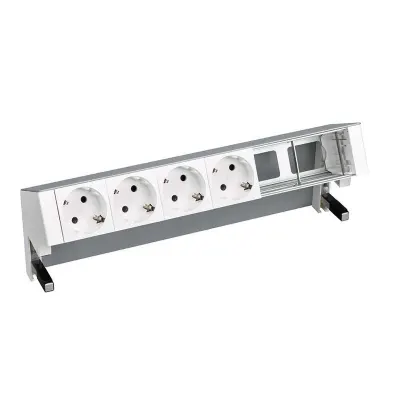 Настольный x6 розеточный блок, 4х2P+E, 2 пустых модуля, алюминий, S400
