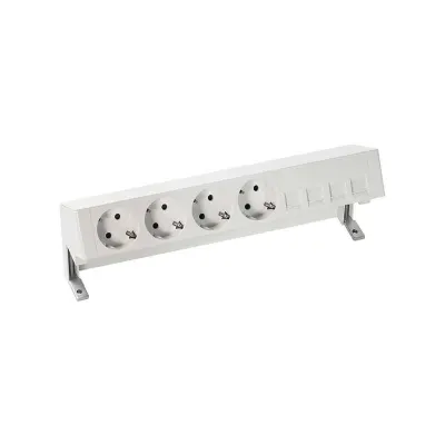 Настольный x6 розеточный блок, 4x2P+E, 4хRJ45, белый, S400
