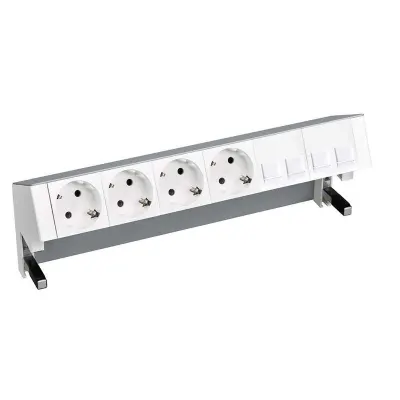 Настольный x6 розеточный блок, 4x2P+E, 4хRJ45, алюминий, S400