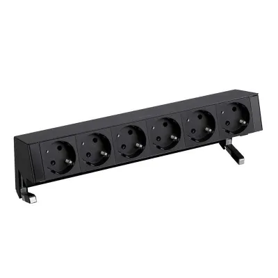 Настольный x6 розеточный блок, 6x2P+E, черный, S400