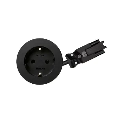 Врезная розетка Schuko 2P+E, QC подключение, черный, S400