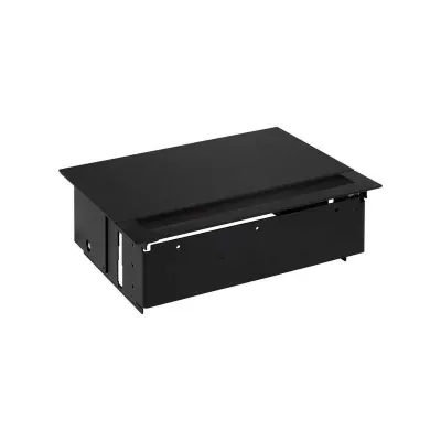 Врезной x4 розеточный блок, щетка, 3x2P+E, USB A+A з/у, черный, S400