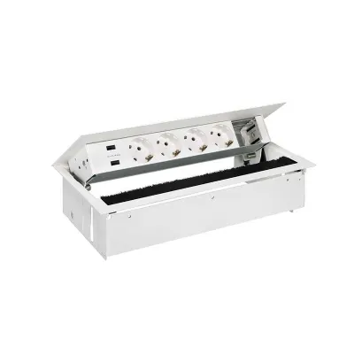 Врезной x6 розеточный блок, щетка, 4x2P+E, USB A+A з/у, 1 пустой модуль, белый, S400