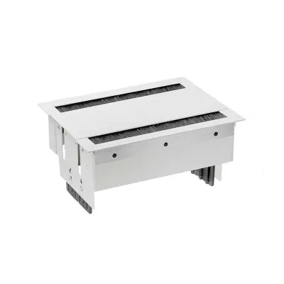 Двусторонний врезной x8 розеточный блок, щетка, 6x2P+E, 2xUSB A+A з/у, белый, S400