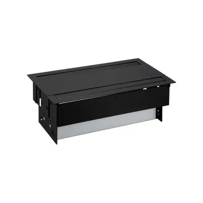 Двусторонний врезной x12 розеточный блок, планка, 8x2P+E, 8xRJ45, черный, S400